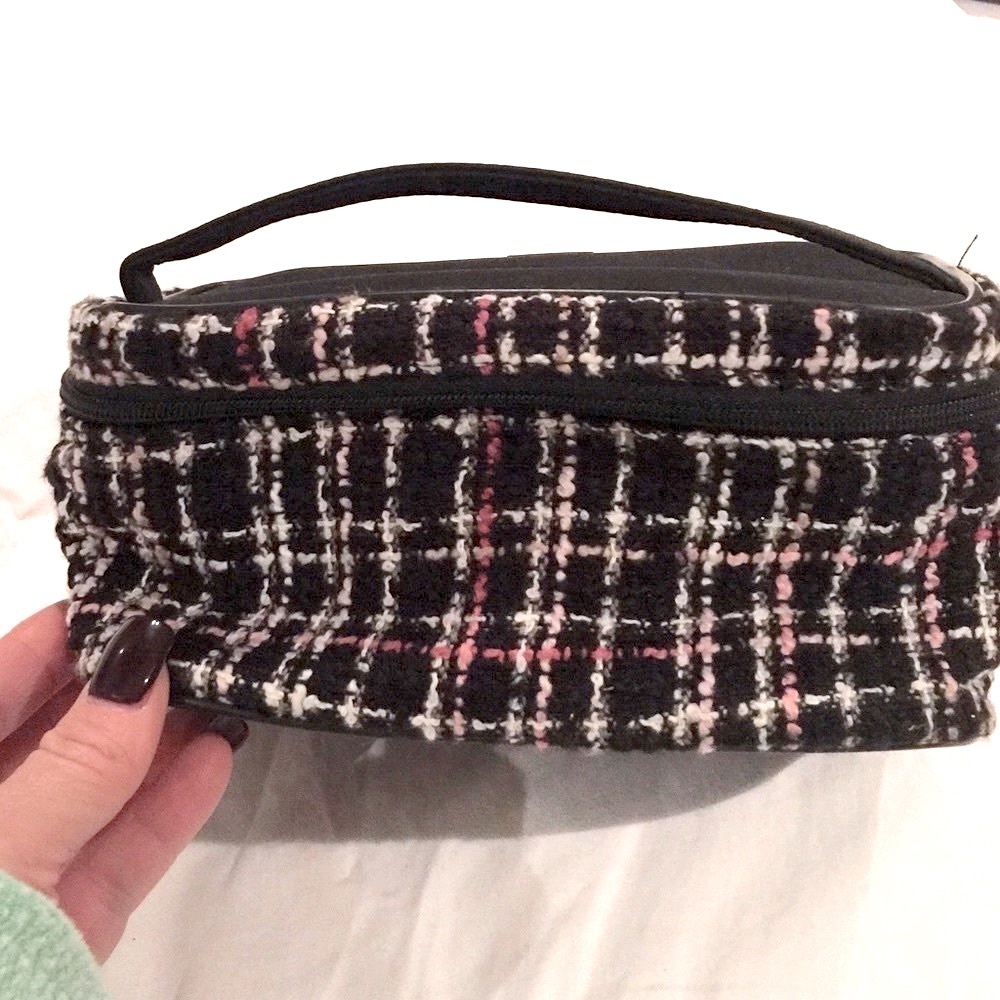 Lancôme Black and Pink Tweed Cosmetic Case